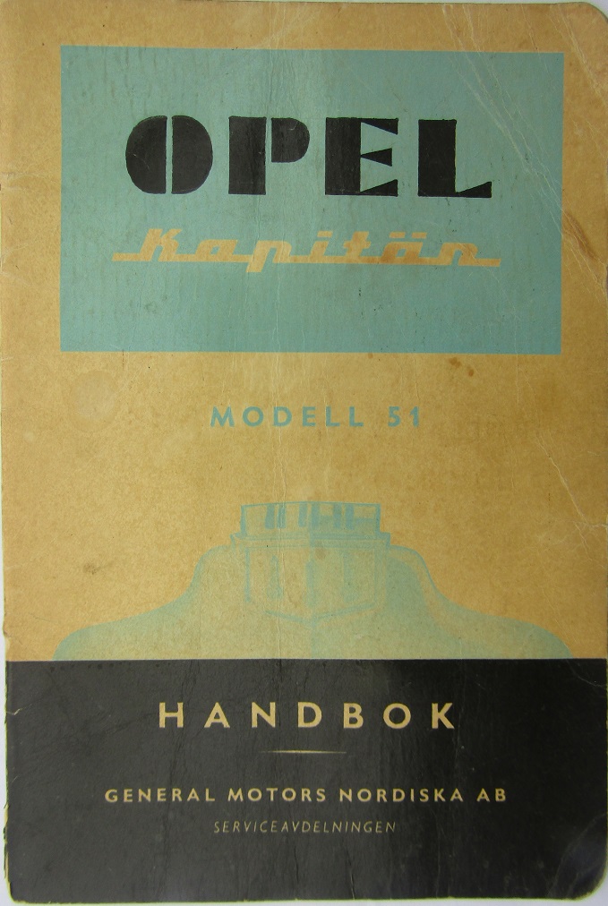 1951 Opel Kapitän Modell 51 Handbok