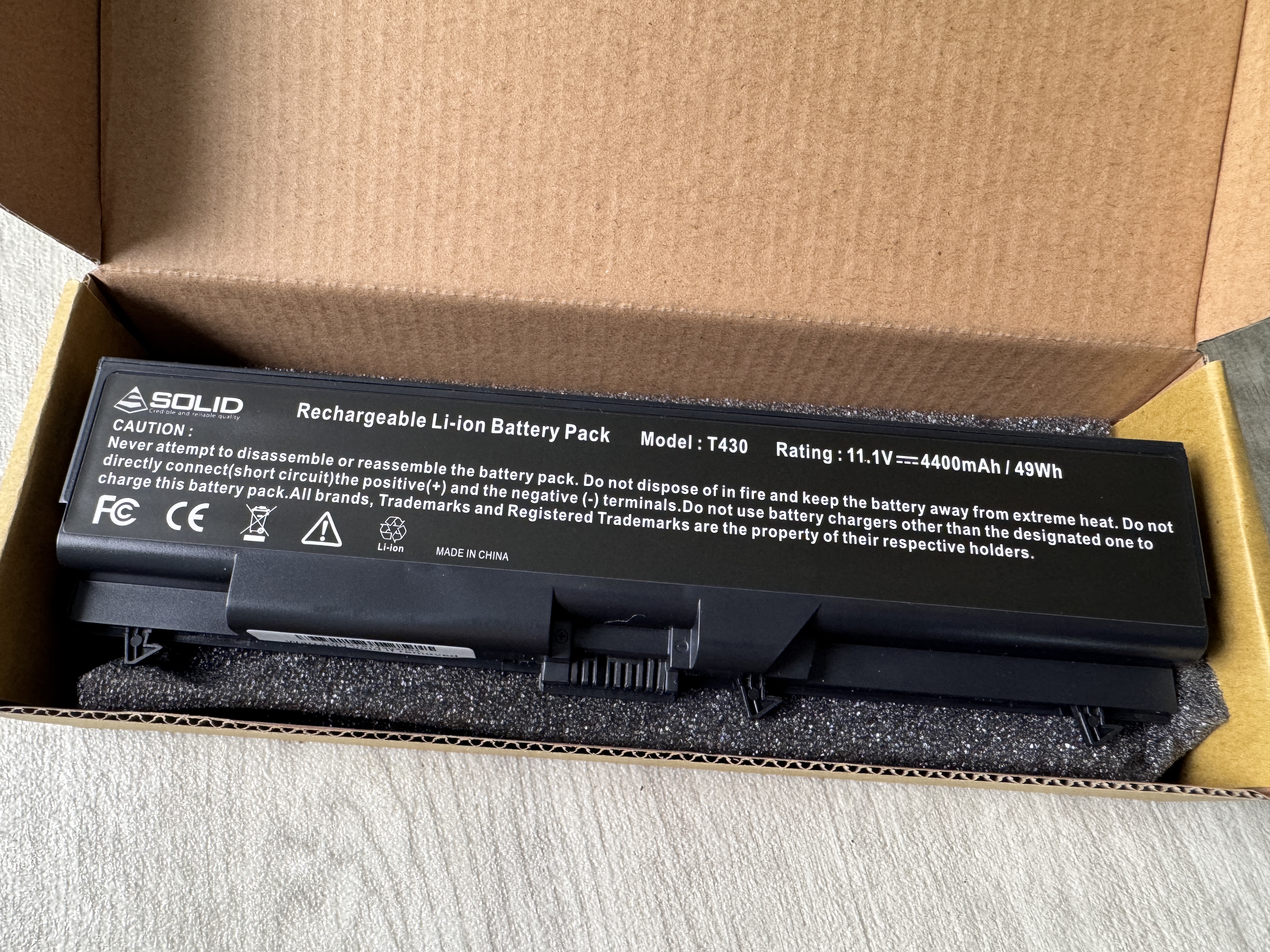 NY! Batteri Lenovo ThinkPad L430 L530 T430 T530 11.1V 4400mAh 42T4733 49Wh