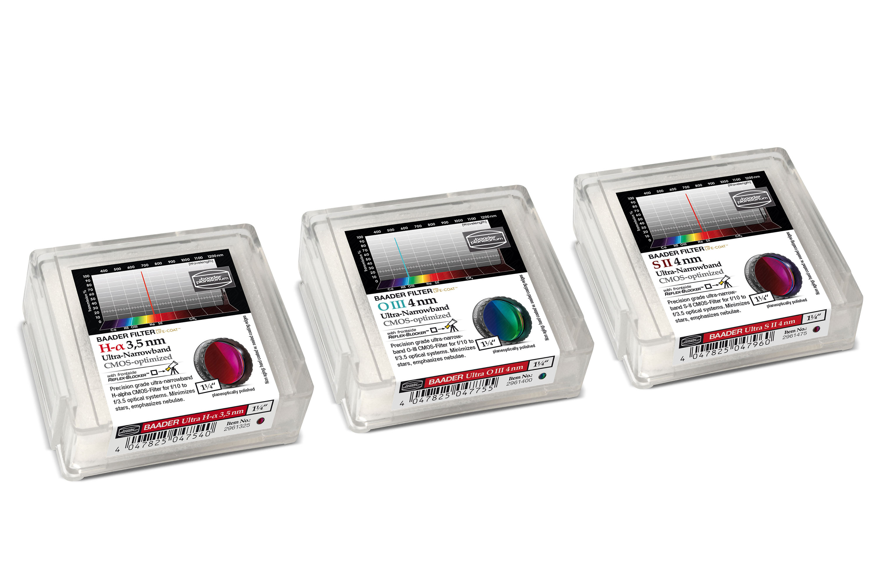 BAADER-PLANETARIUM SMALBANDSFILTER-SET - 3,5 NM / H-ALFA, O-III, S-II - 4