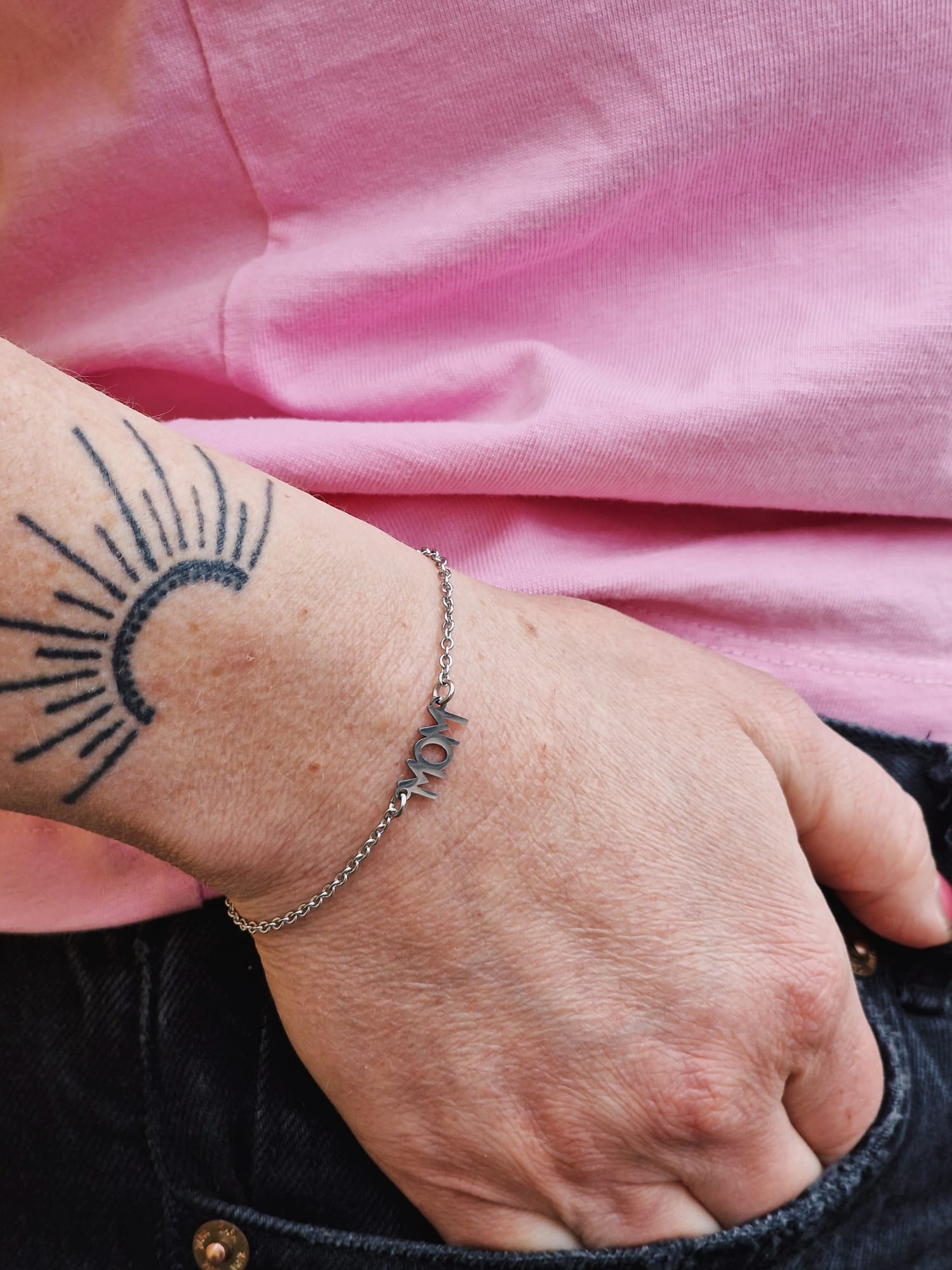 Bracelet "Mom" stålfärg - 3