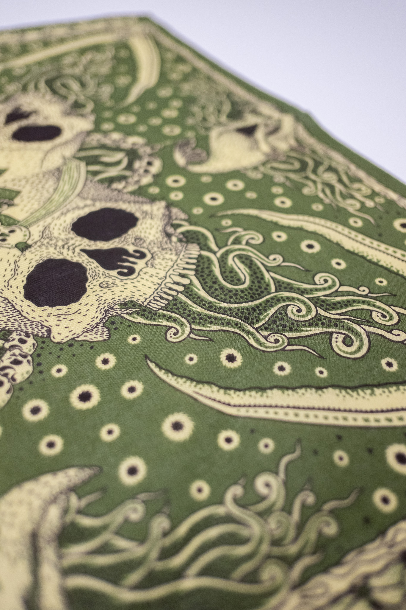 Indigofera - Skull Bandana Cotton Voile Green - 6