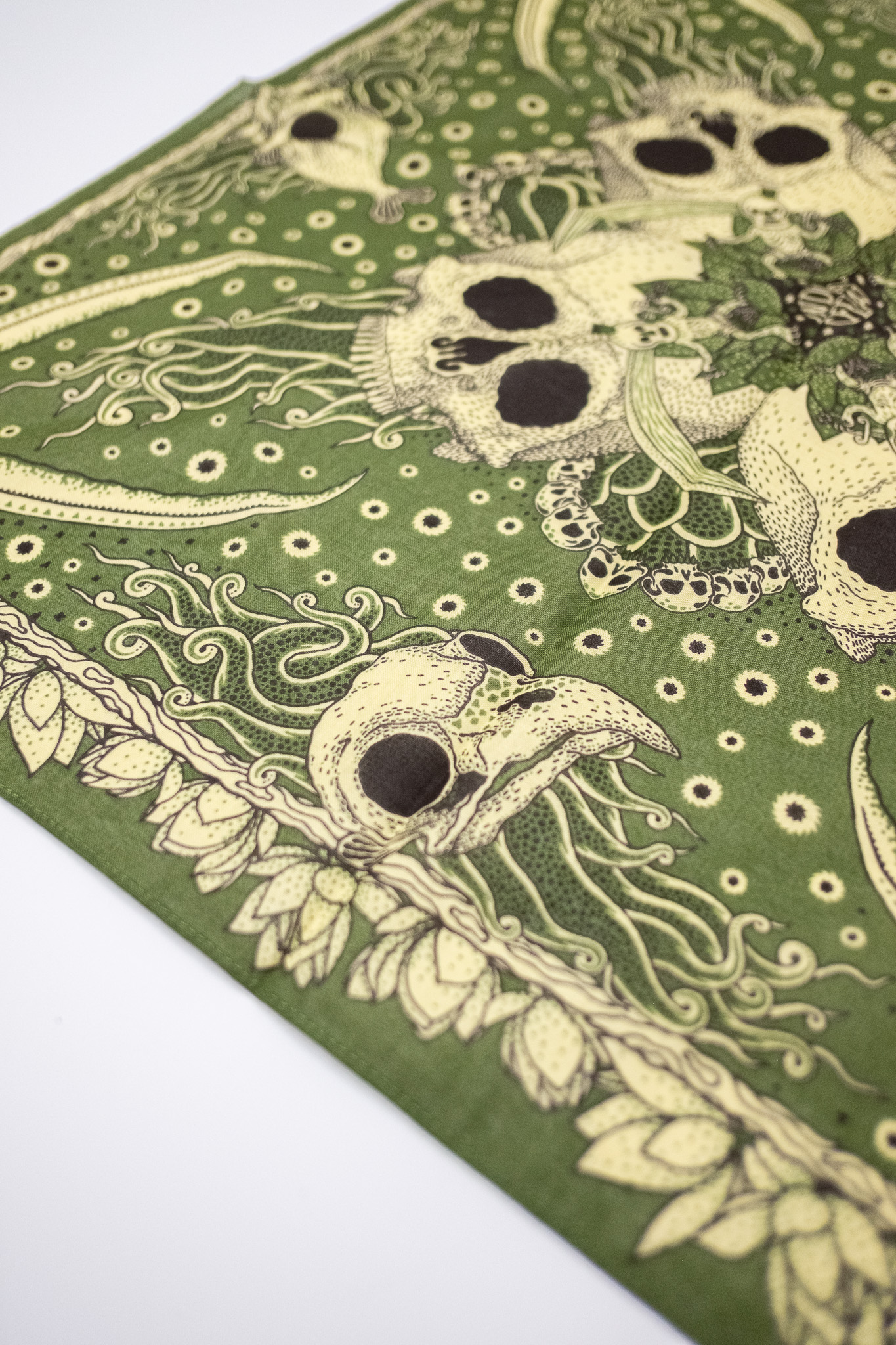Indigofera - Skull Bandana Cotton Voile Green - 8