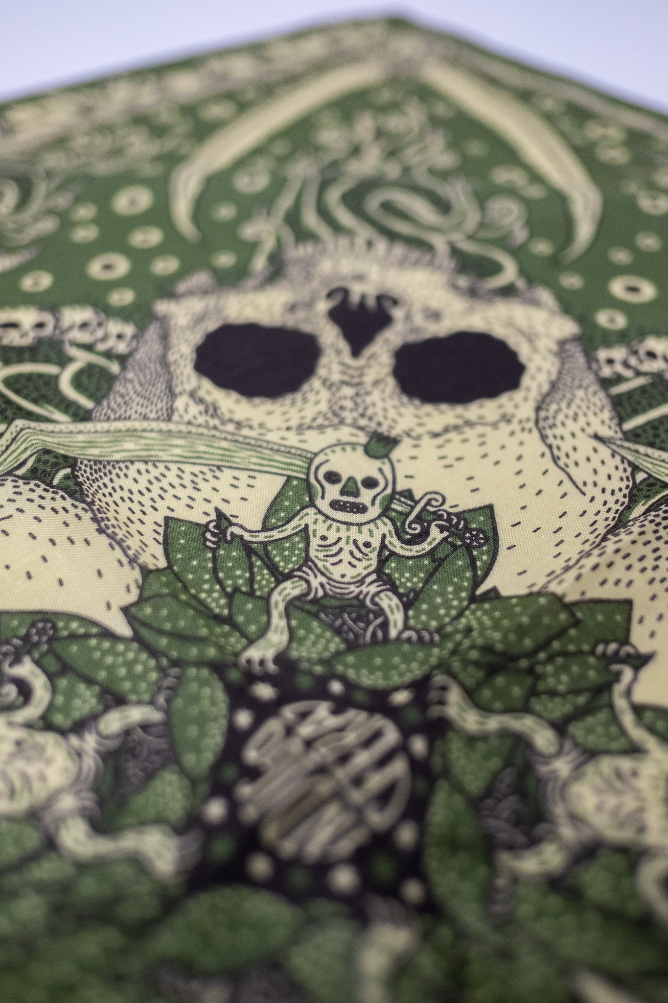Indigofera - Skull Bandana Cotton Voile Green - 5