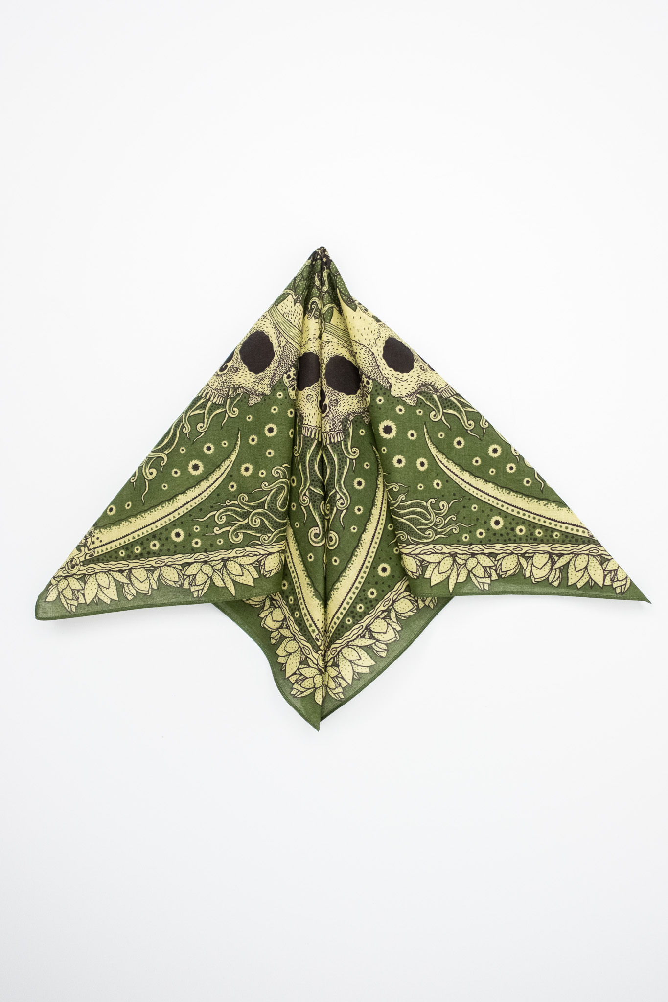 Indigofera - Skull Bandana Cotton Voile Green