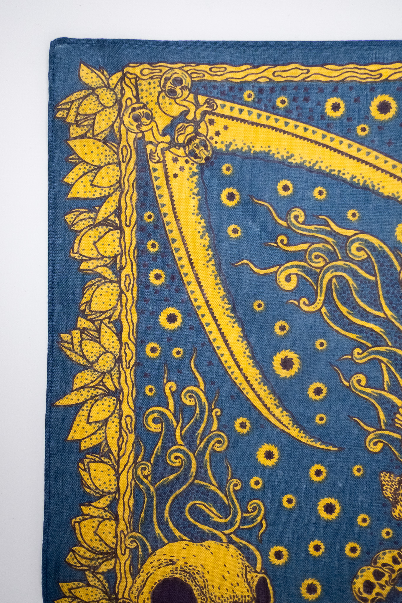 Indigofera - Skull Bandana Cotton Voile Blue - 5