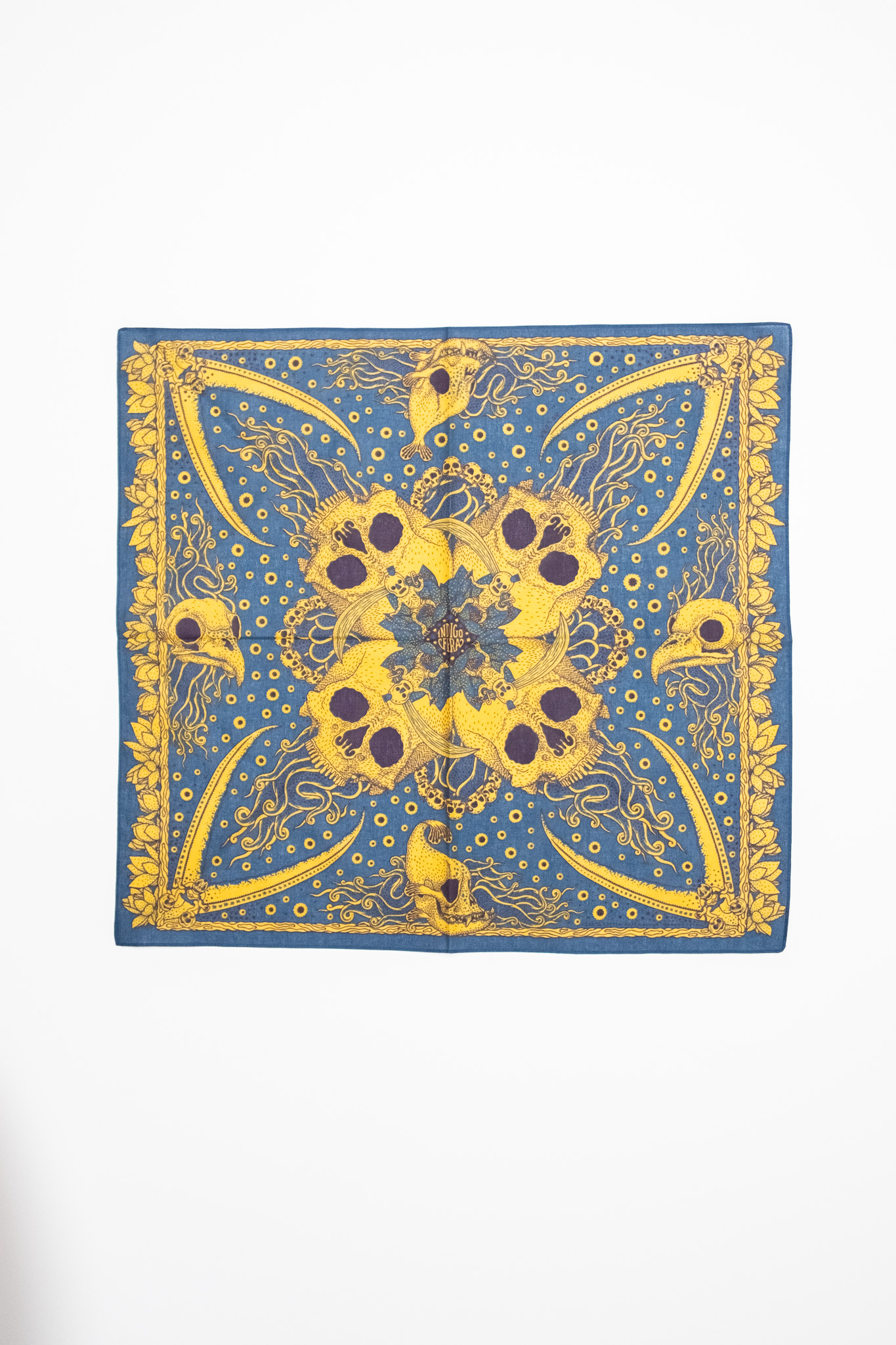 Indigofera - Skull Bandana Cotton Voile Blue - 2