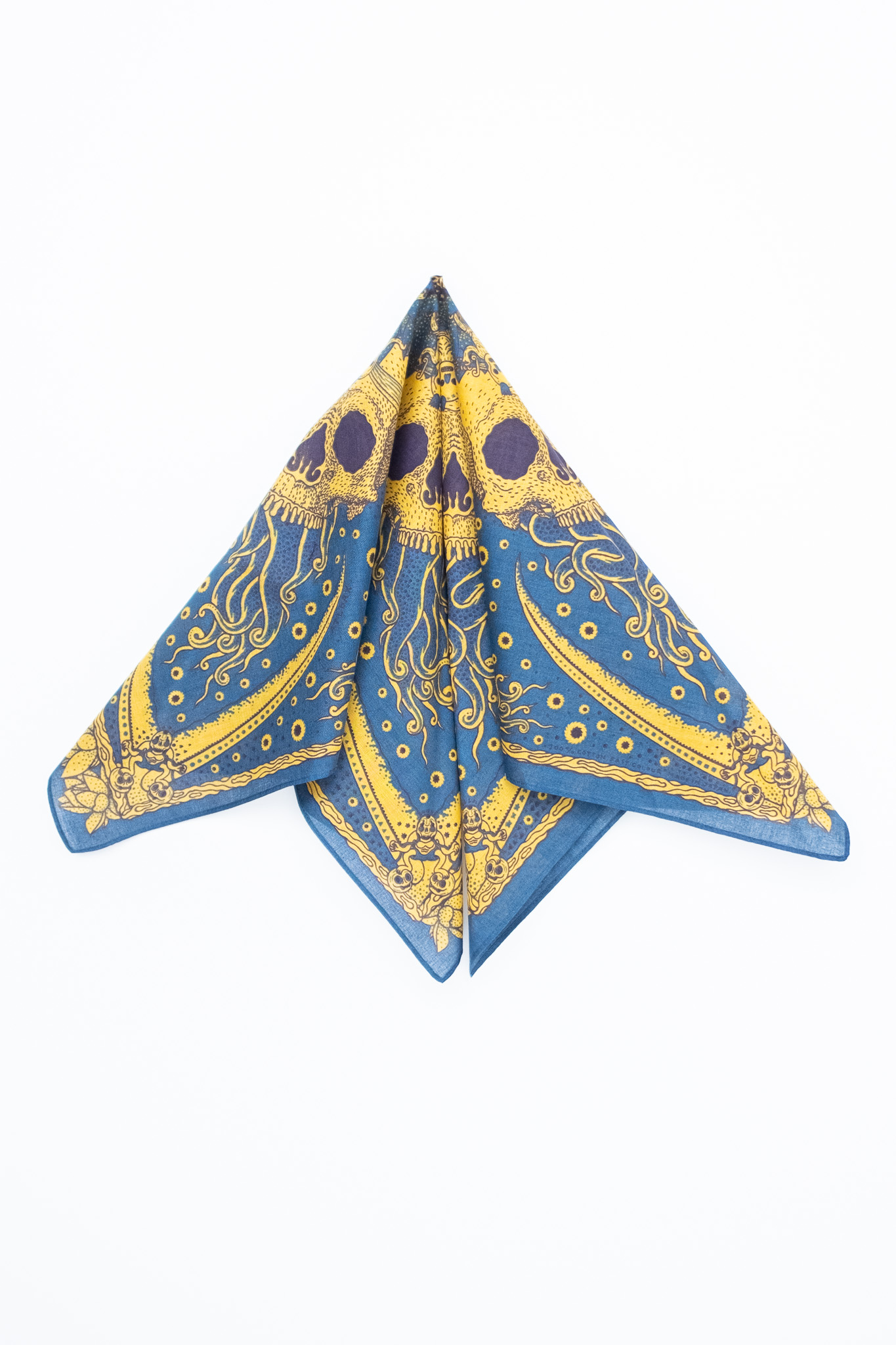 Indigofera - Skull Bandana Cotton Voile Blue