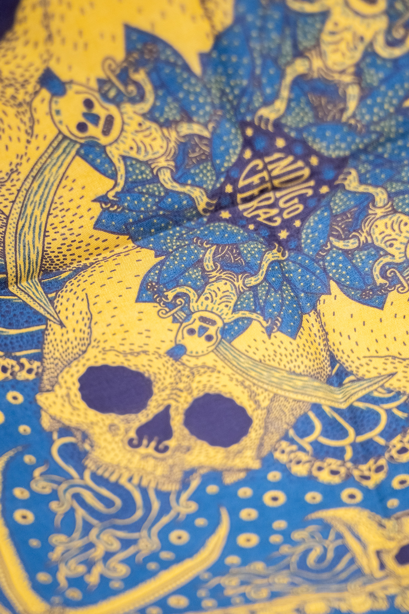 Indigofera - Skull Bandana Cotton Voile Blue - 4