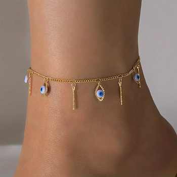 Ankelkedja "Evil Eye" i 18K Guldplätering