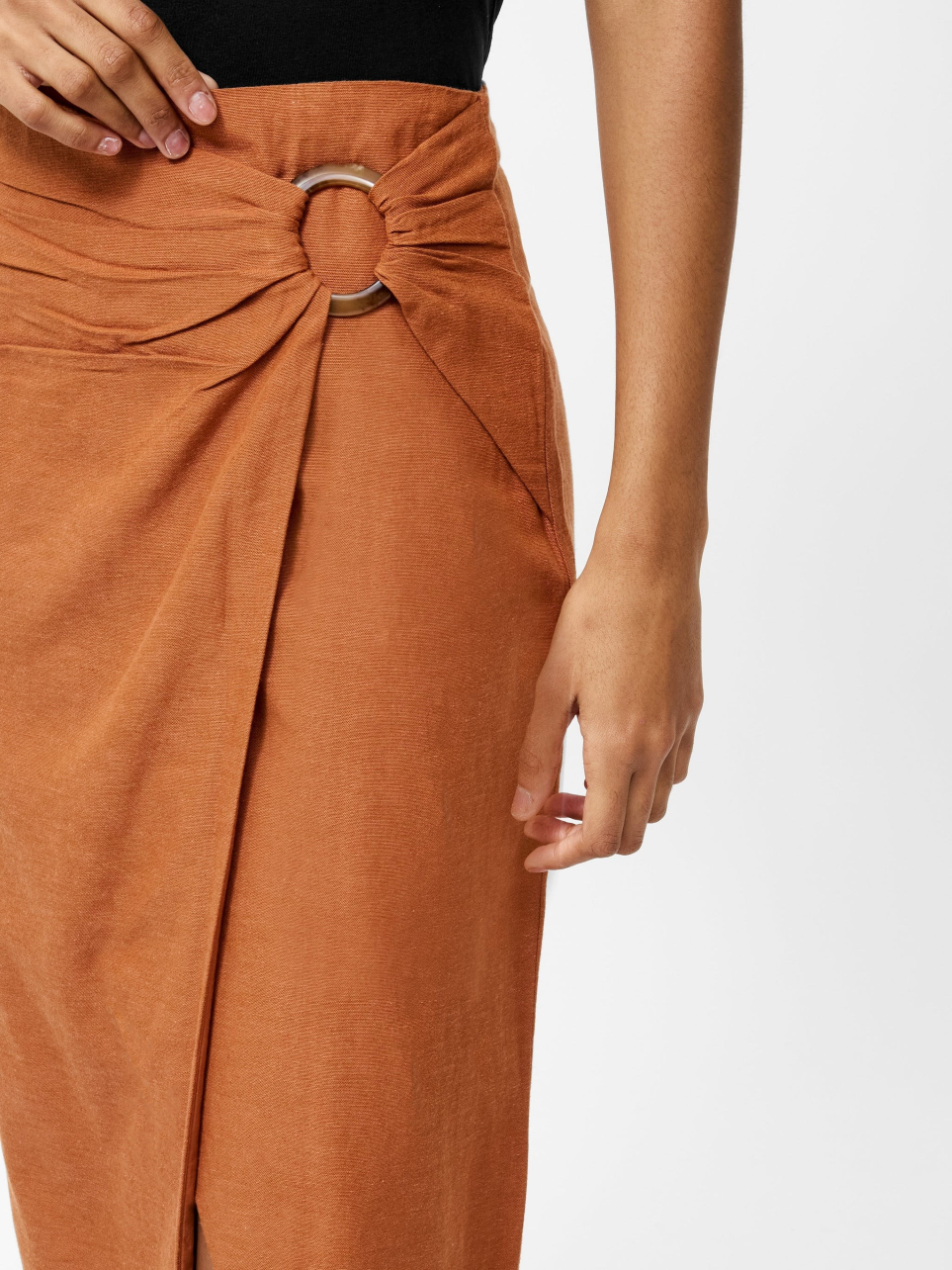 Ariette Lin Blend Slit Midi Skirt - Stl. S - French Connection