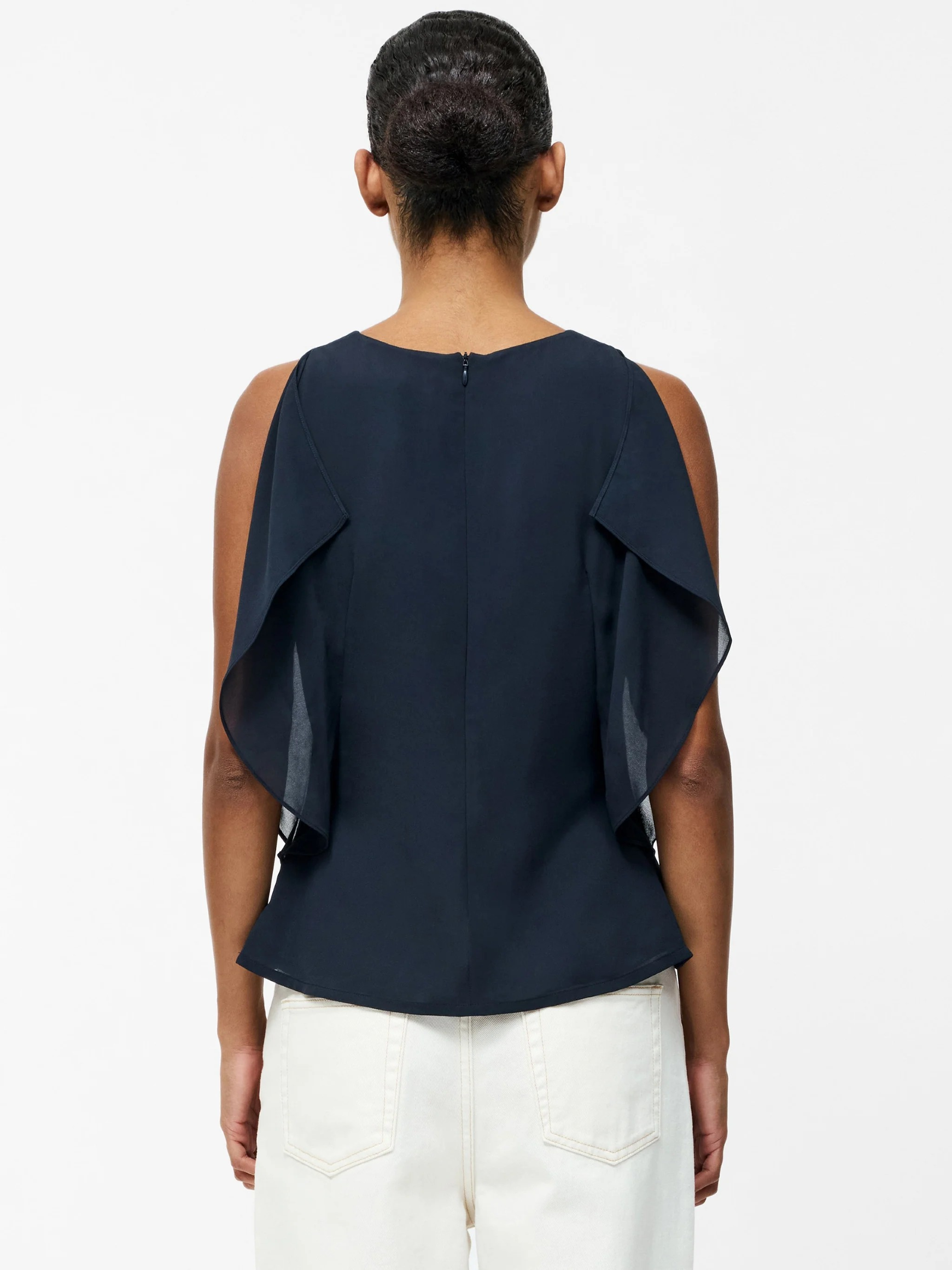 Eden Georgette Flutter Slv Top - Navy - French Connection