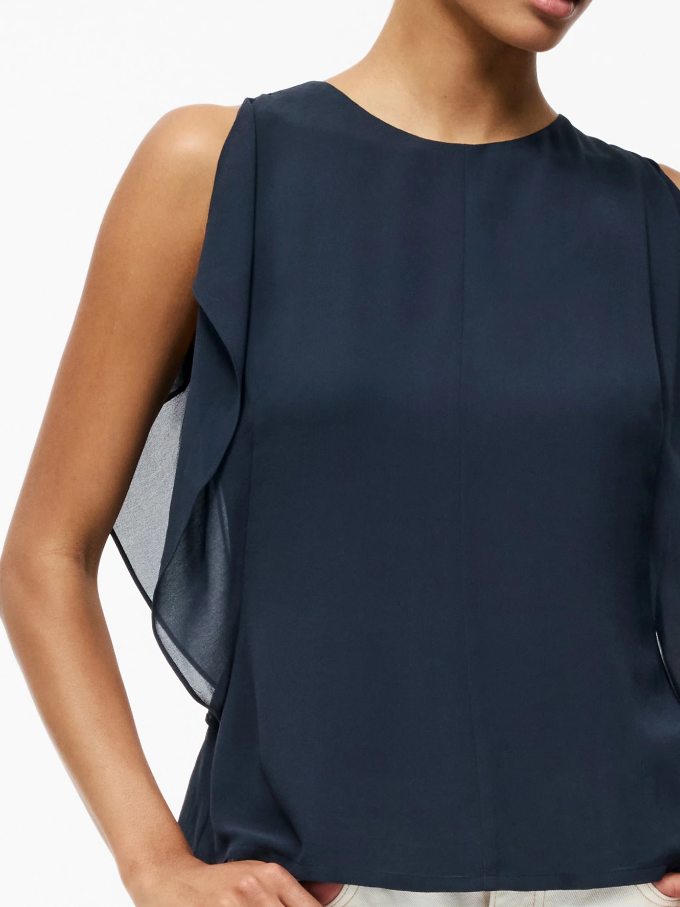 Eden Georgette Flutter Slv Top - Navy - French Connection - 3