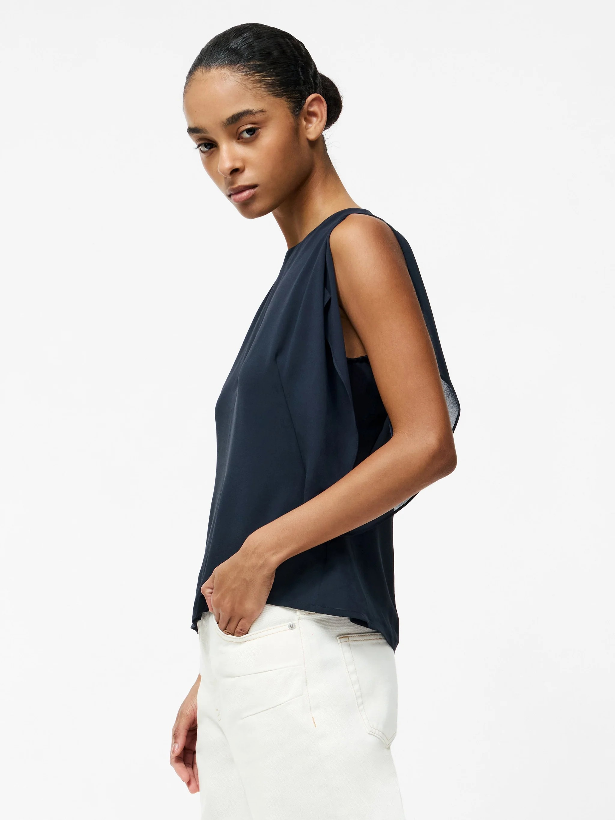 Eden Georgette Flutter Slv Top - Navy - French Connection - 4