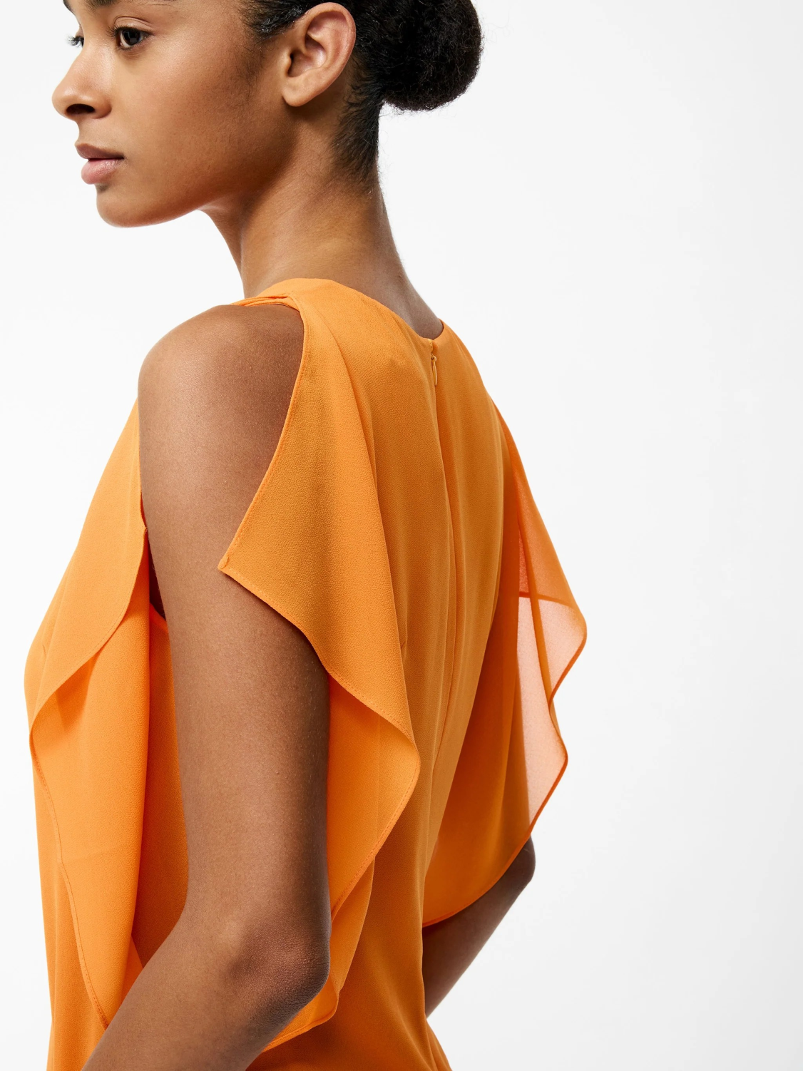 Eden Georgette Flutter Slv Top - Orange - French Connection - 5