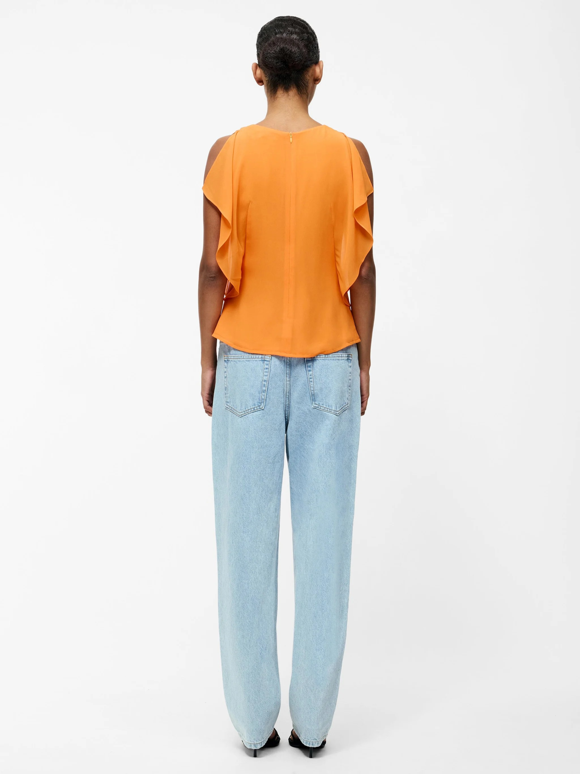 Eden Georgette Flutter Slv Top - Orange - French Connection - 4