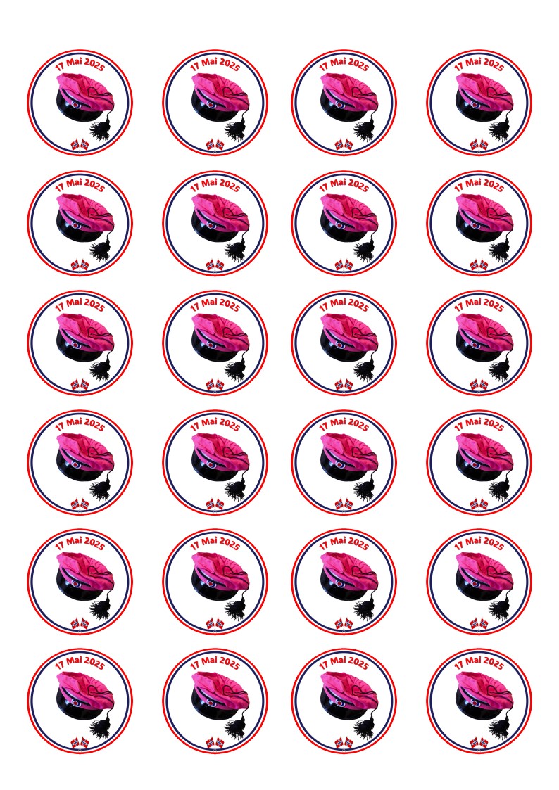 Små cupcaks  17 mai  Rosa russelue med tekst