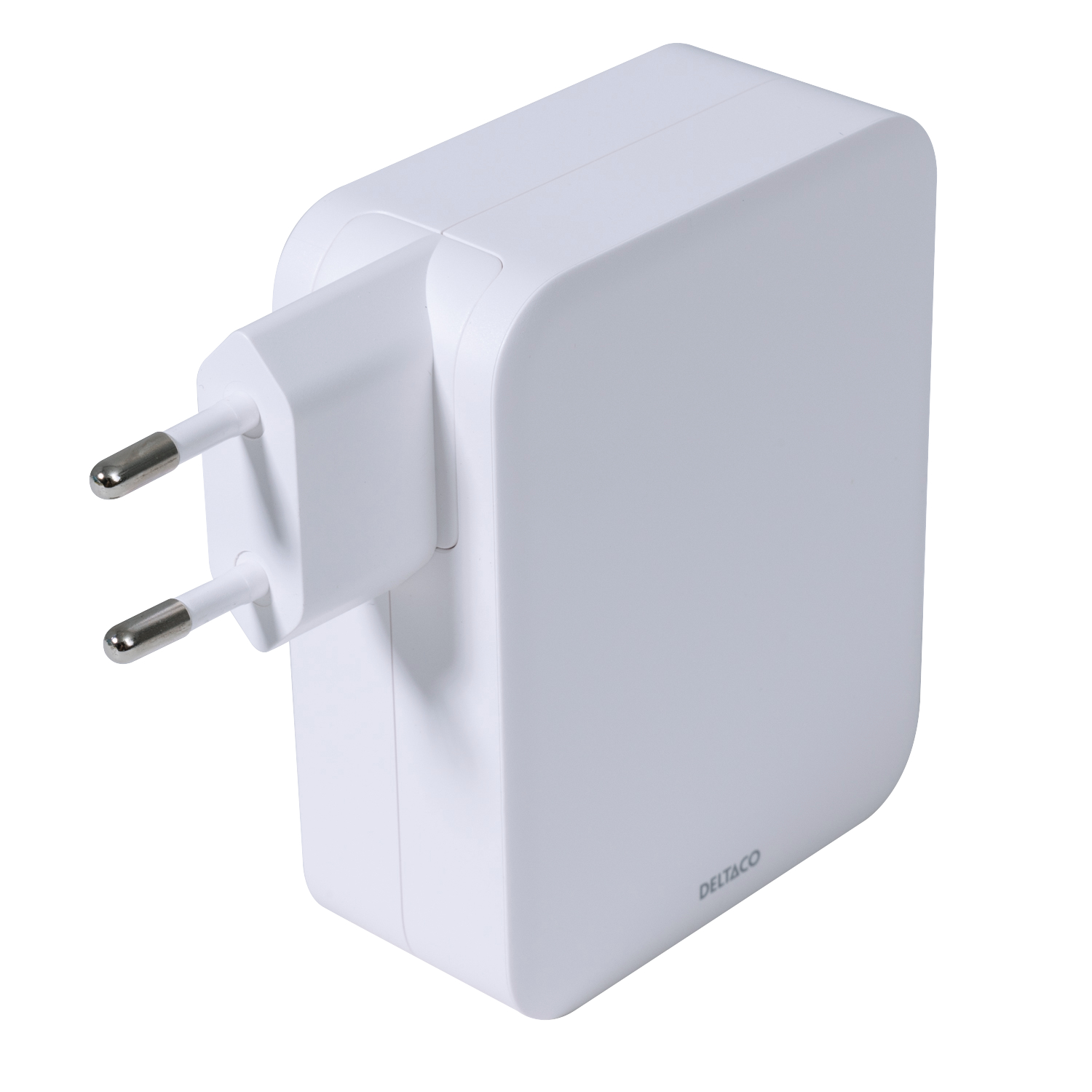 Deltaco USB GaN väggladdare, 1x USB-A, 3x USB-C, totalt 130 W, vit - 3