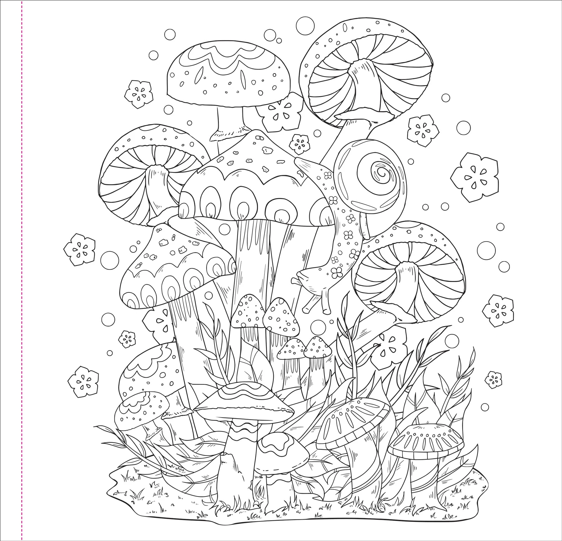 Mushrooms Adult Coloring Book - 6