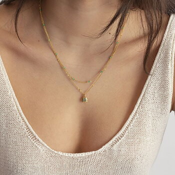 Syster P Santa Monica grön  halsband guld