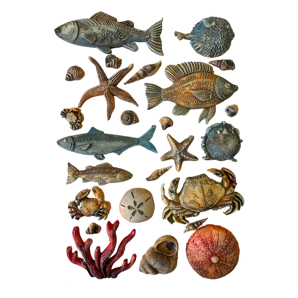 Silicon mold A5 - Silent Sea shells and fish  - 2