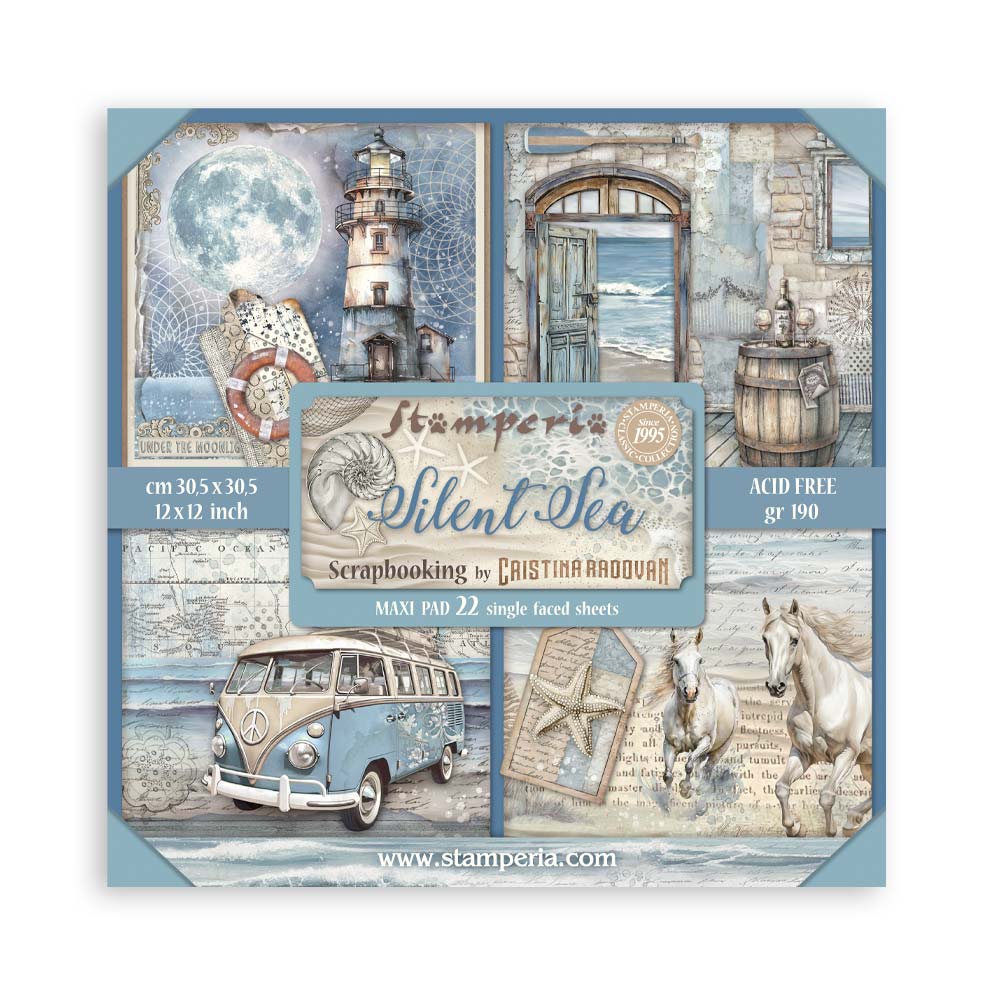 Scrapbooking Pad 22 sheets cm 30,5x30,5 (12"x12") Single face - Silent Sea 