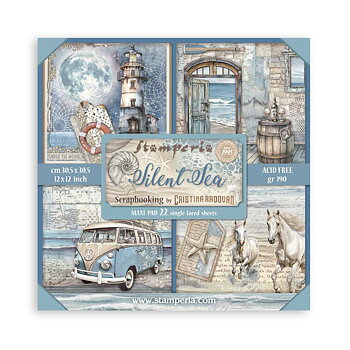 Scrapbooking Pad 22 sheets cm 30,5x30,5 (12"x12") Single face - Silent Sea 