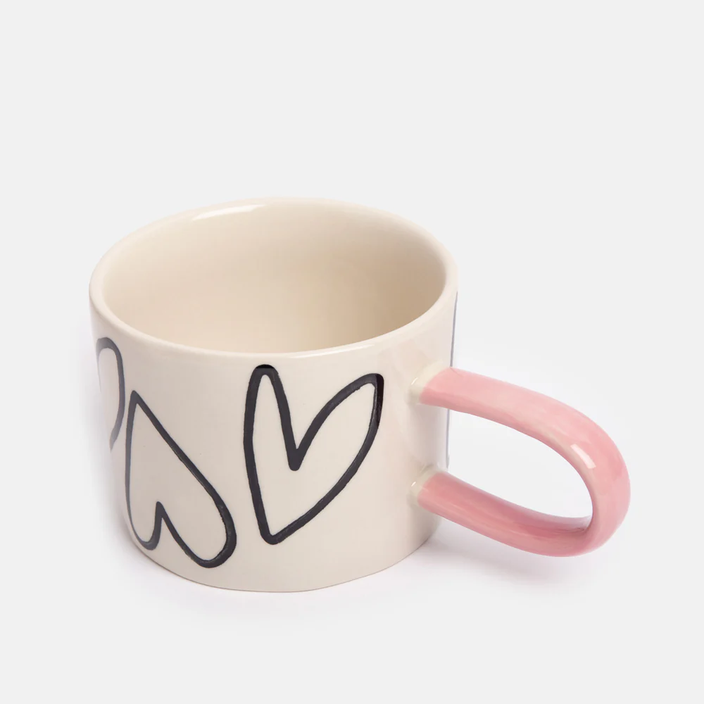Mono Outline Hearts Ceramic Mug - 2