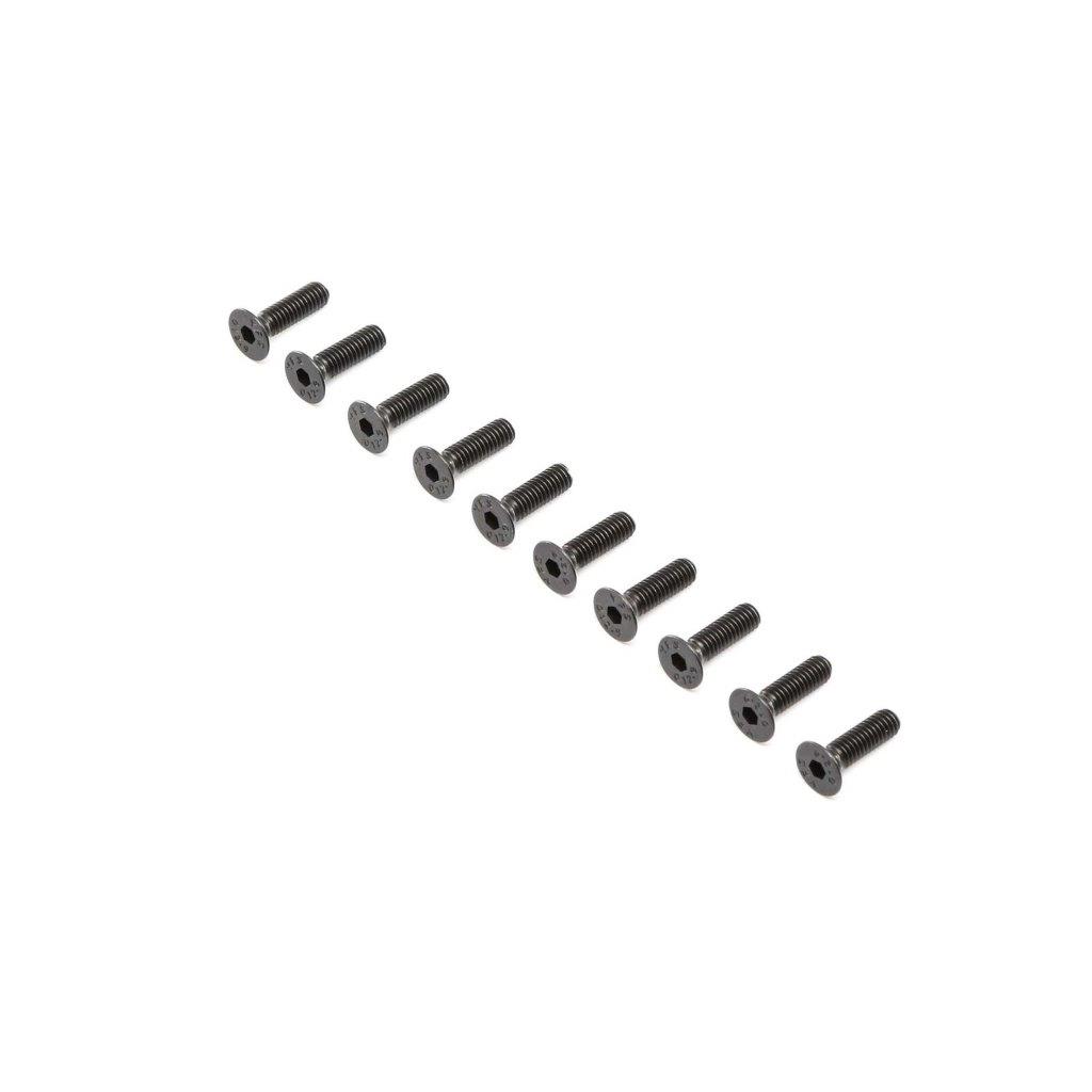 LOSI Flat Head Screws, Steel, Black Oxide, M4 x 14mm (10)