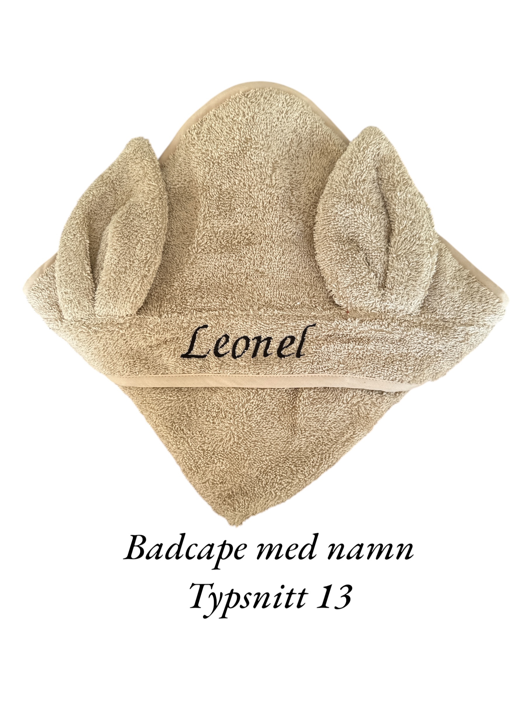 Badcape med namn - 75 x 75 cm