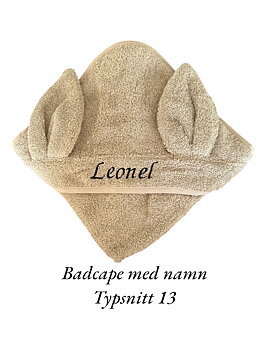 Badcape med namn - 75 x 75 cm