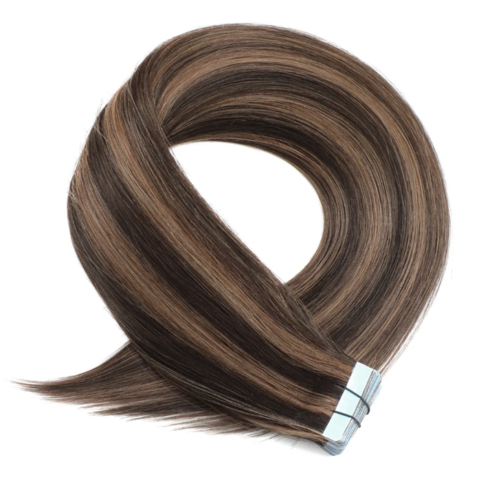 Russian Luxe Line - Tejpextensions - 50 cm - Färg P3/6 (Chestnut Brown/Light Brown PianoMix)