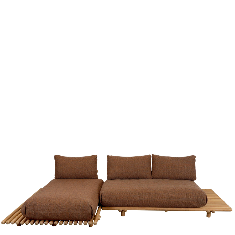 Sticks platform soffa med schäslong, Teak - Cane-Line - 3
