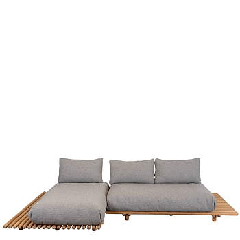 Sticks platform sofa with chaise longue, Teak - Cane-Line