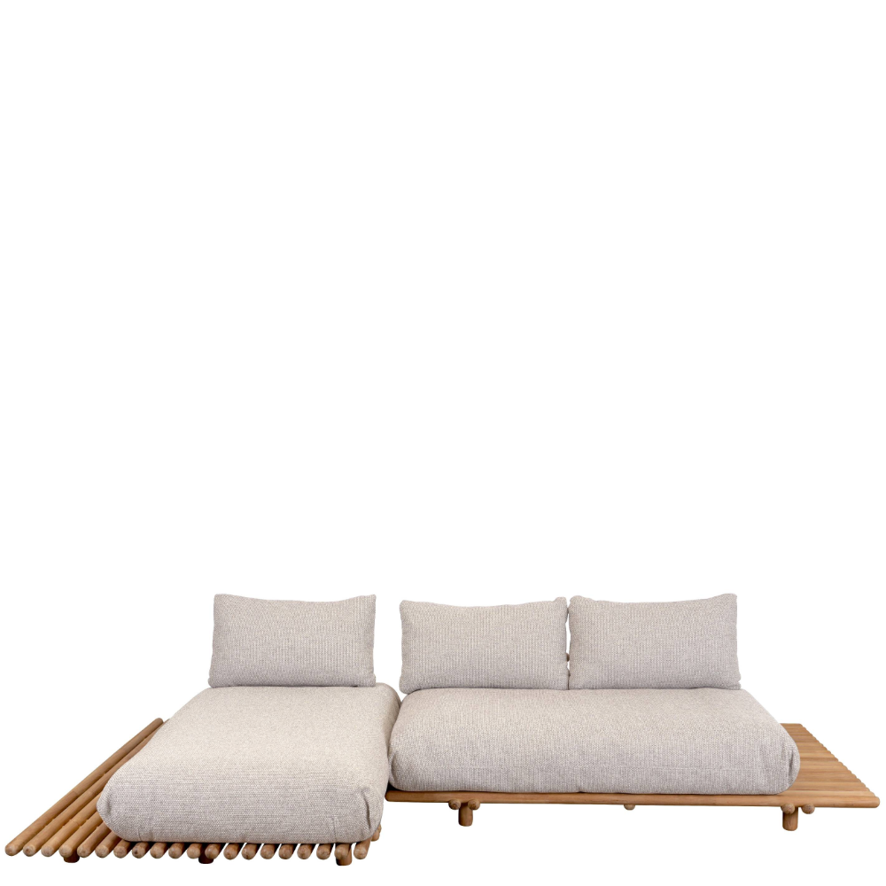 Sticks platform soffa med schäslong, Teak - Cane-Line - 5