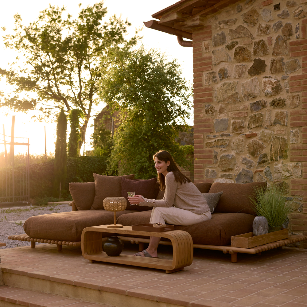 Sticks platform soffa med schäslong, Teak - Cane-Line - 4