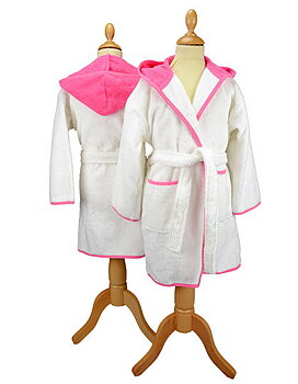 Barnbadrock med namn, Vit/Pink