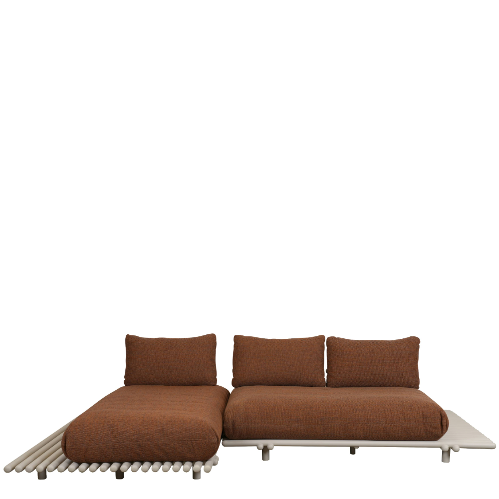 Sticks platform sofa with chaise longue, aluminium - Cane-Line - 3