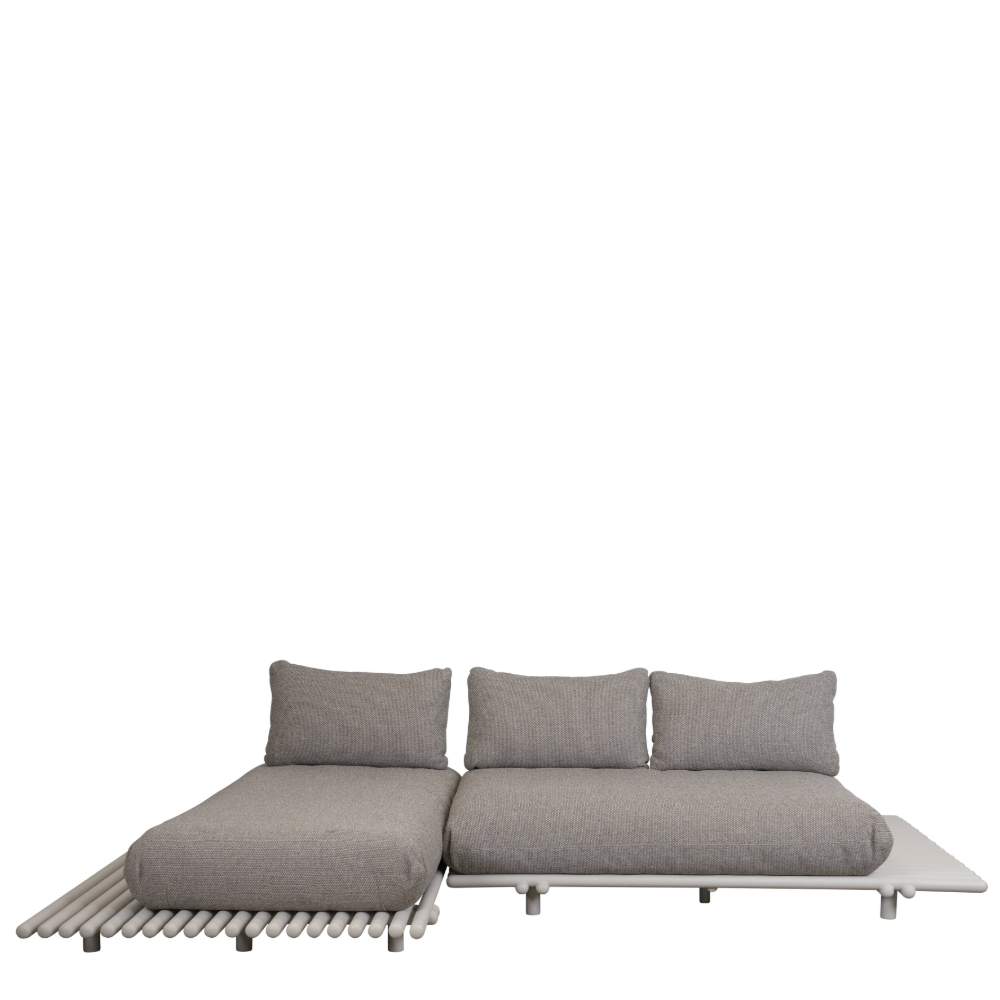 Sticks platform sofa with chaise longue, aluminium - Cane-Line - 7