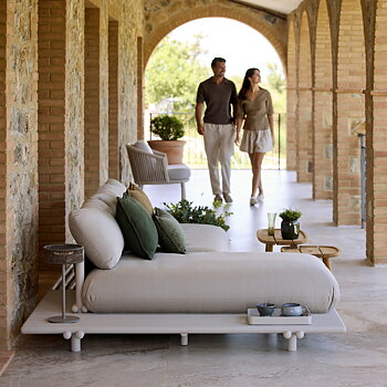 Sticks platform sofa with chaise longue, aluminium - Cane-Line