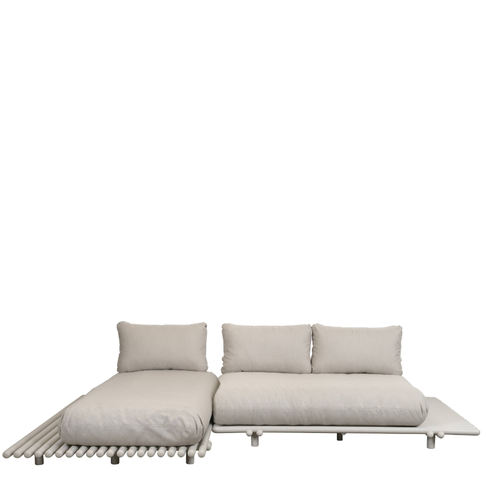Sticks platform sofa with chaise longue, aluminium - Cane-Line