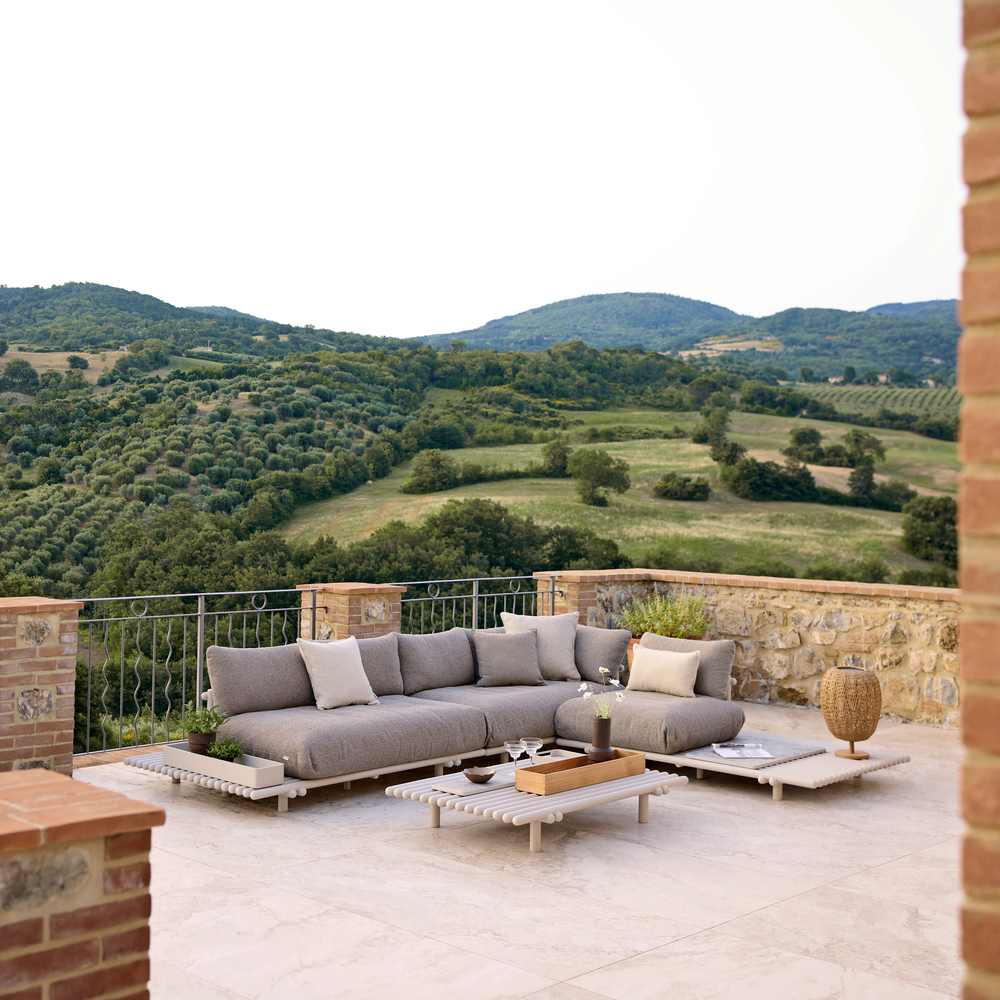 Sticks platform sofa with chaise longue, aluminium - Cane-Line - 9