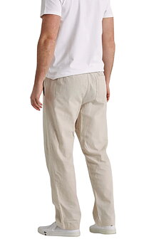 Linnebyxa  beige med resårlinning med dragsko
