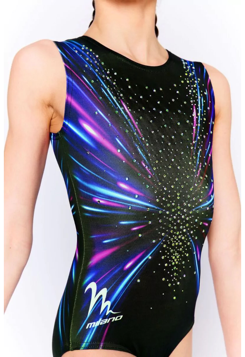 ILLUMINATE - STELLAR FUSION | Blue Pink, Turn og Gymnastikk drakt uten erm i sublimert stohffmed glass stener   - 8