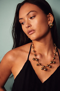 BOW19 Bead Multi Necklace Gold