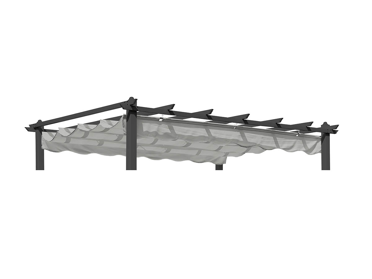 Grått reservtak till Hillerstorp Skanör pergola i 220 g polyester. Reservtak till pergola hos Åsen Sommarmöbler i Vara nära Lidköping, Skara och Skövde