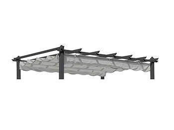 Grått reservtak till Hillerstorp Skanör pergola i 220 g polyester. Reservtak till pergola hos Åsen Sommarmöbler i Vara nära Lidköping, Skara och Skövde