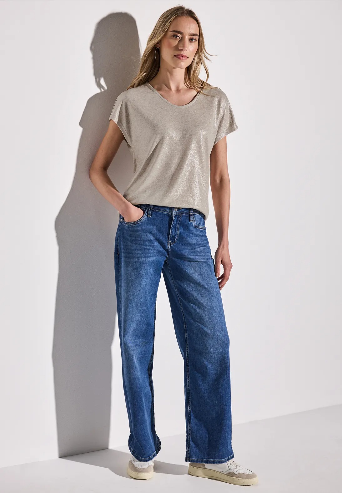 SOL Coated V-neck Shirt - Moonstone Sand - Street One - 3