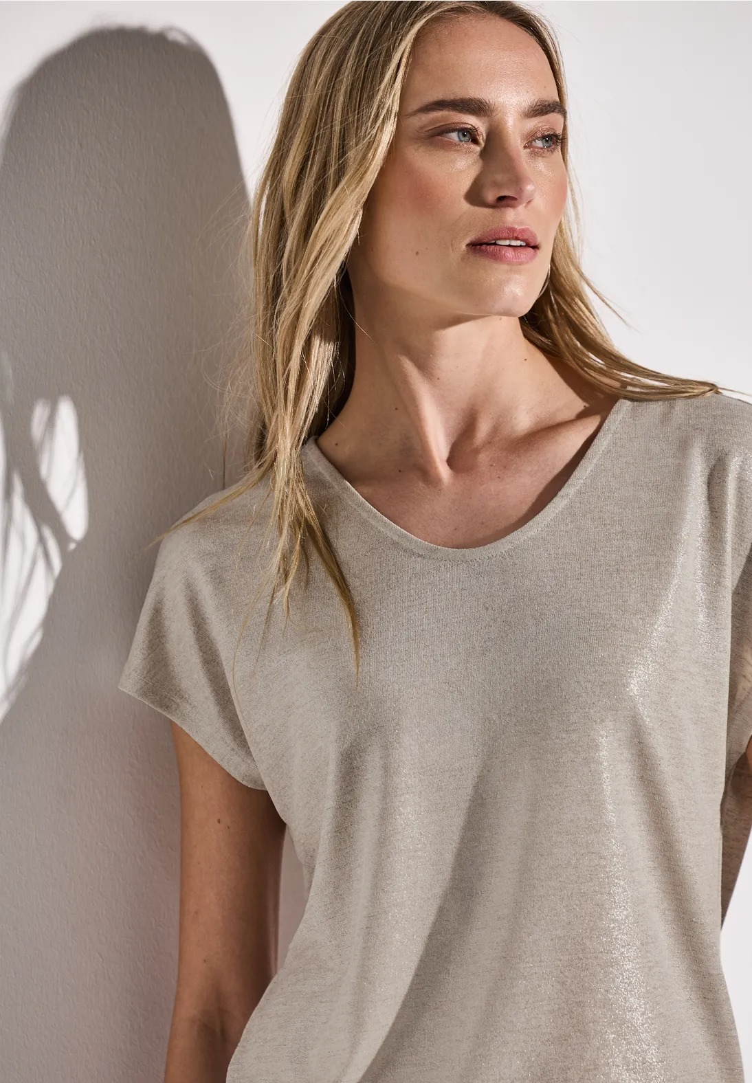 SOL Coated V-neck Shirt - Moonstone Sand - Street One - 7
