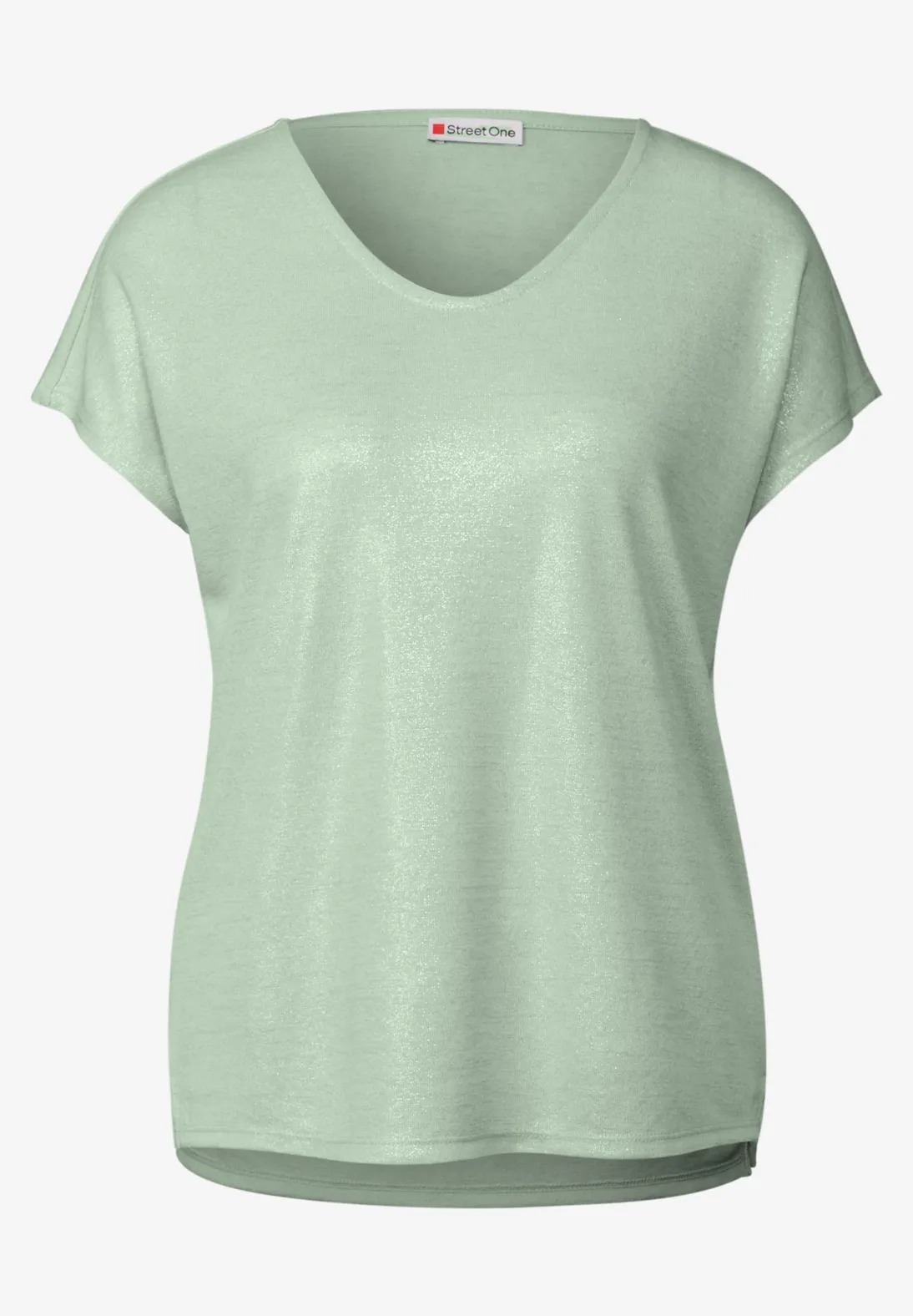 SOL Coated V-neck Shirt - Soft Jade Green - Street One - 4