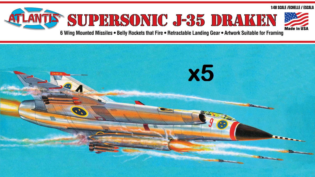 1/48 J-35 Supersonic Draken 5-PACK